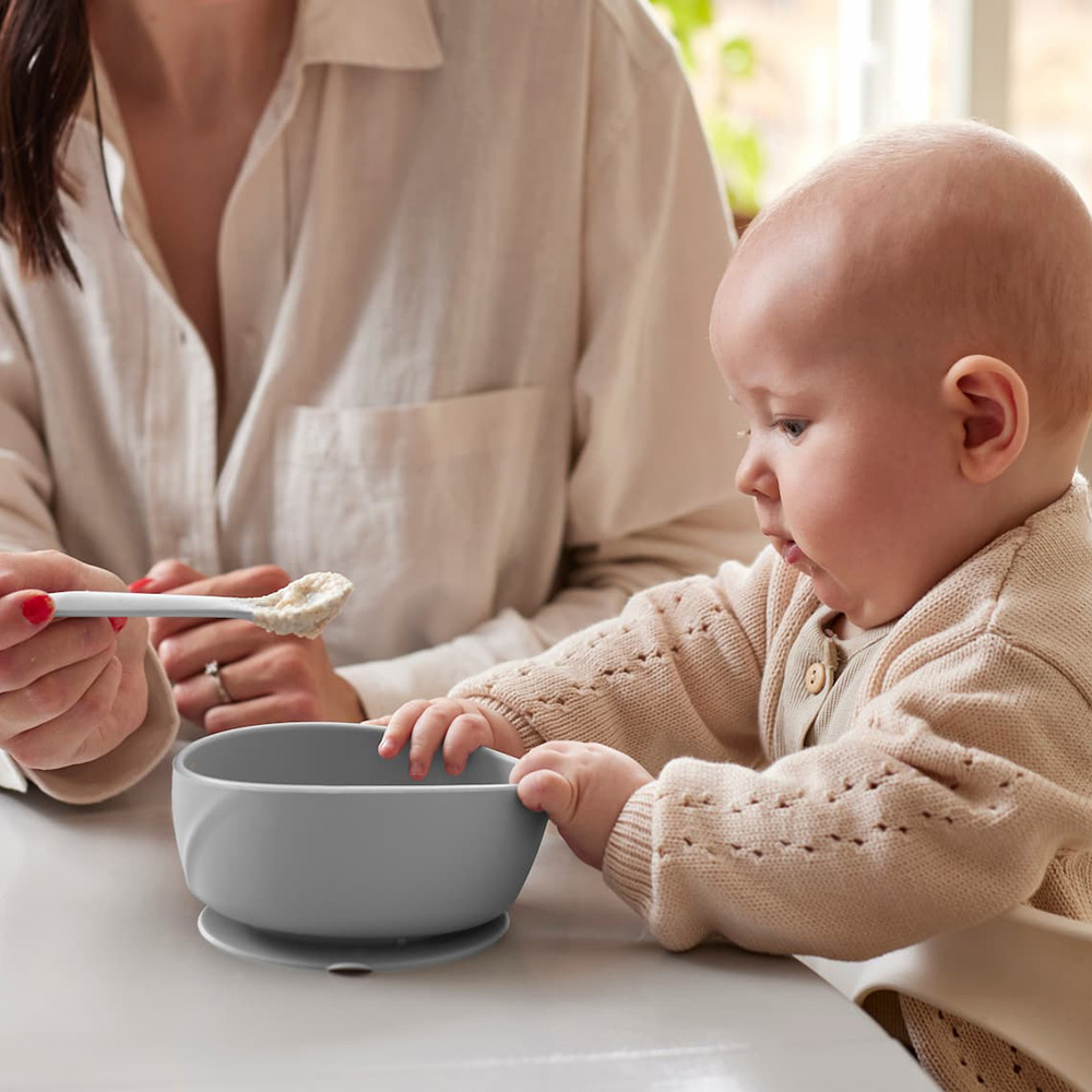 Everyday Baby silikonskål med sugkopp Quiet Grey