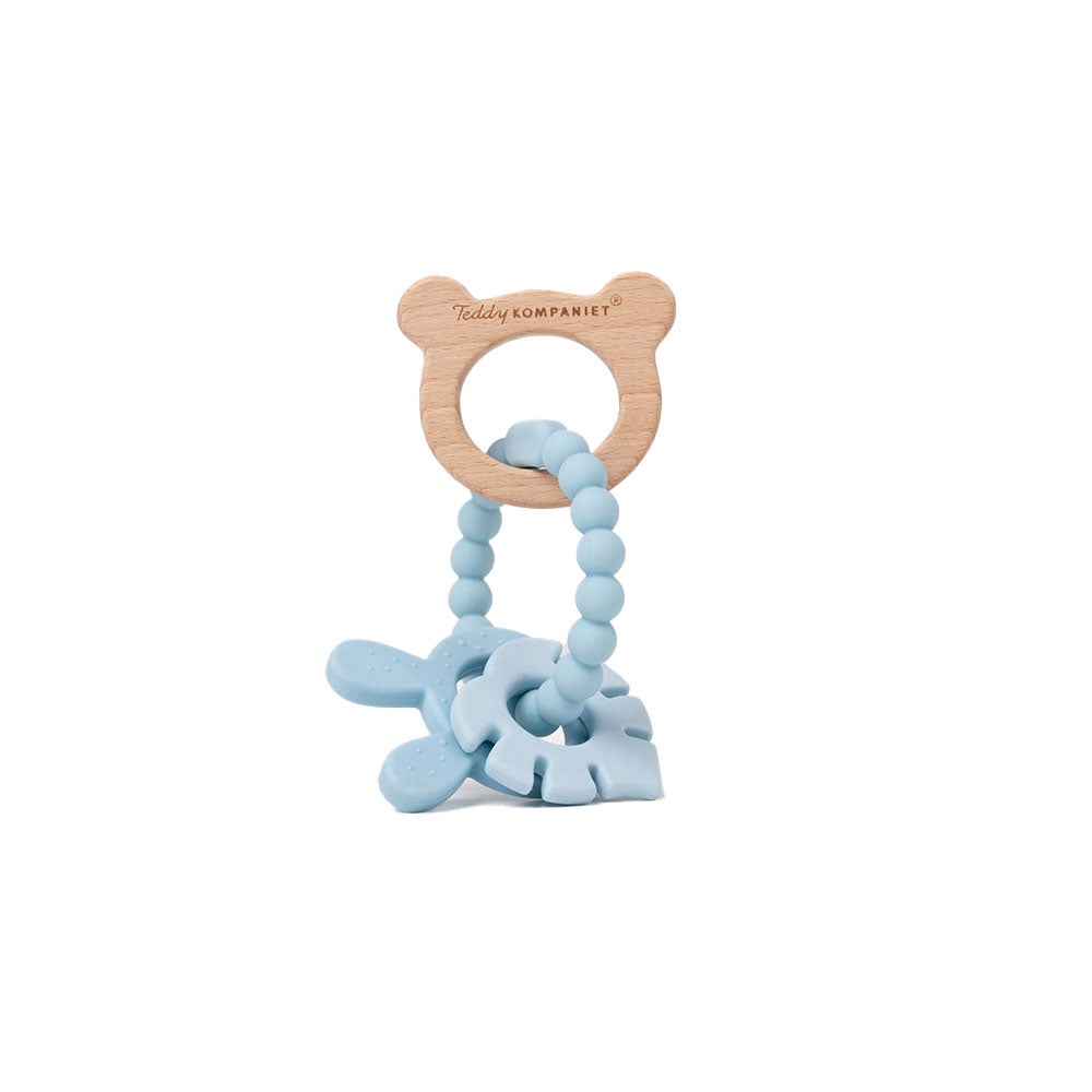 Teddykompaniet Bitring i silikon&trä teal