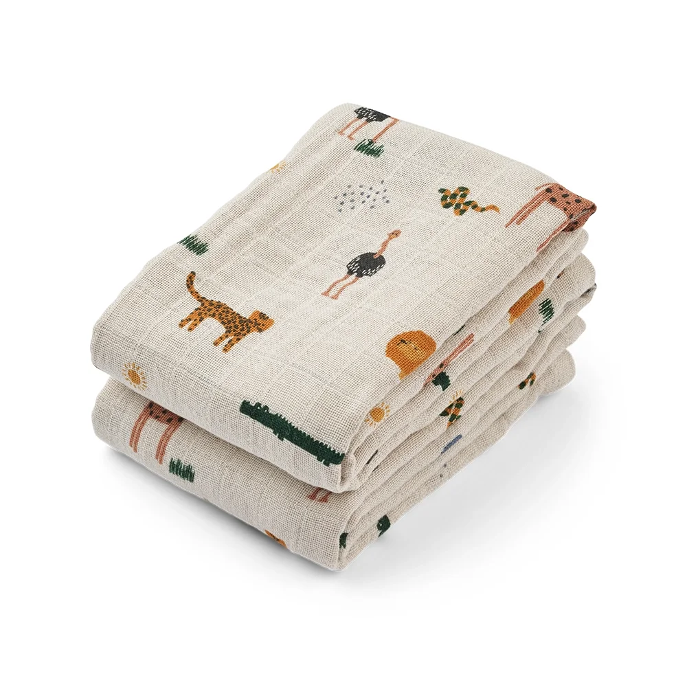 Liewood Lewis muslinfiltar 2-pack Safari sandy mix