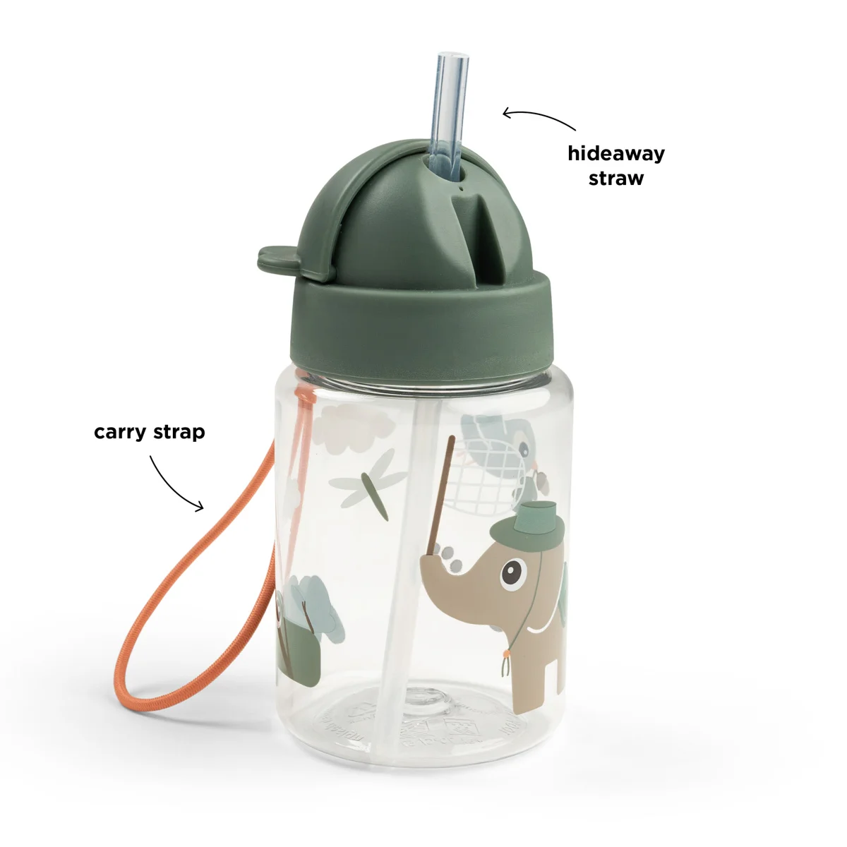 Done by Deer vattenflaska med sugrör tiny trails green 280 ml
