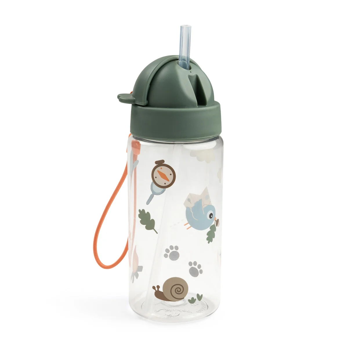 Done by Deer vattenflaska med sugrör tiny trails green 350 ml
