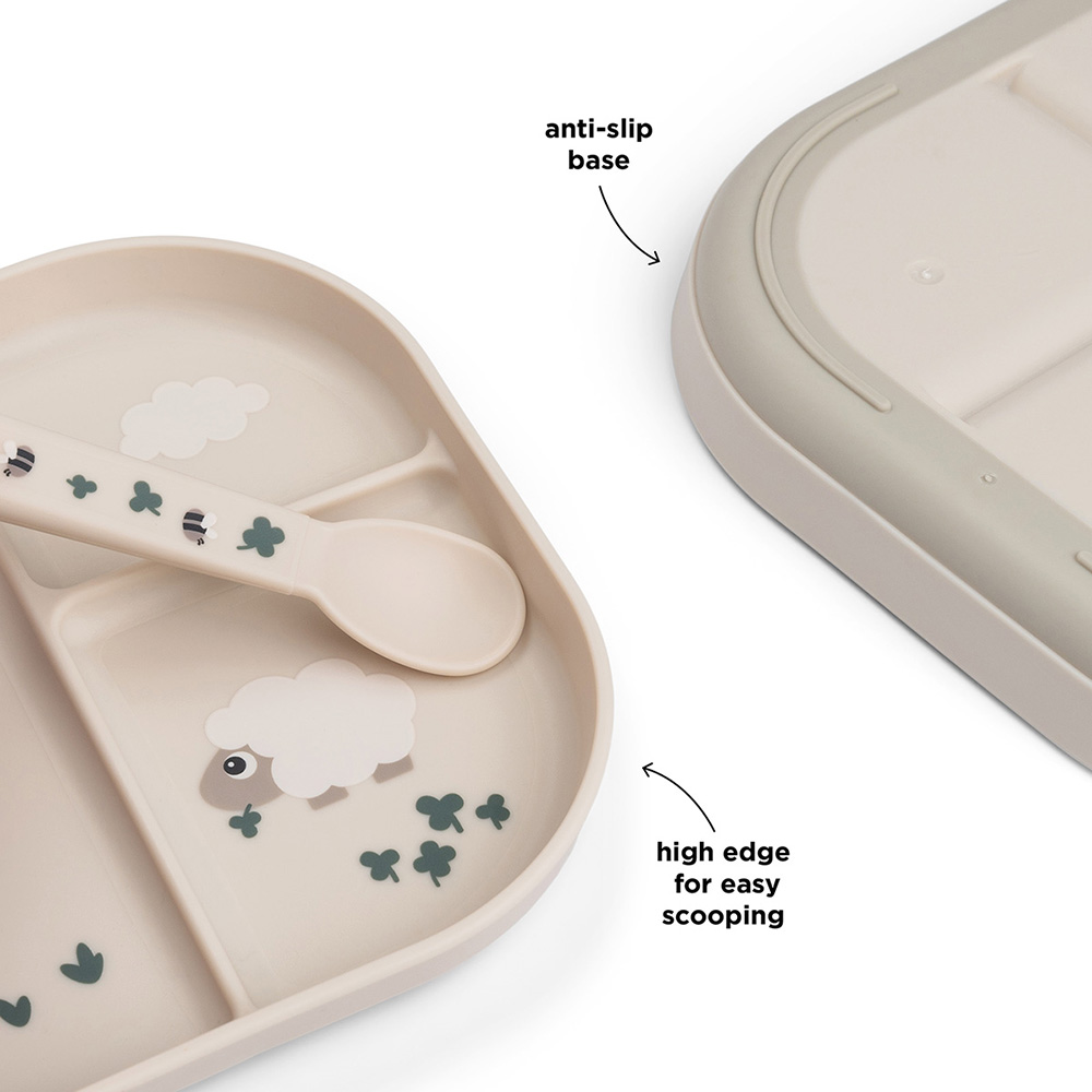 Done by Deer Foodie tallrik med fack Tiny farm Sand