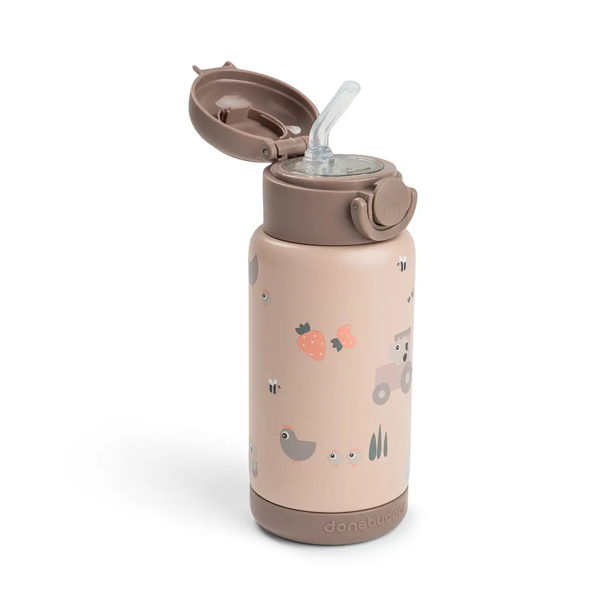 Done by Deer termosflaska med sugrör tiny farm powder 340 ml