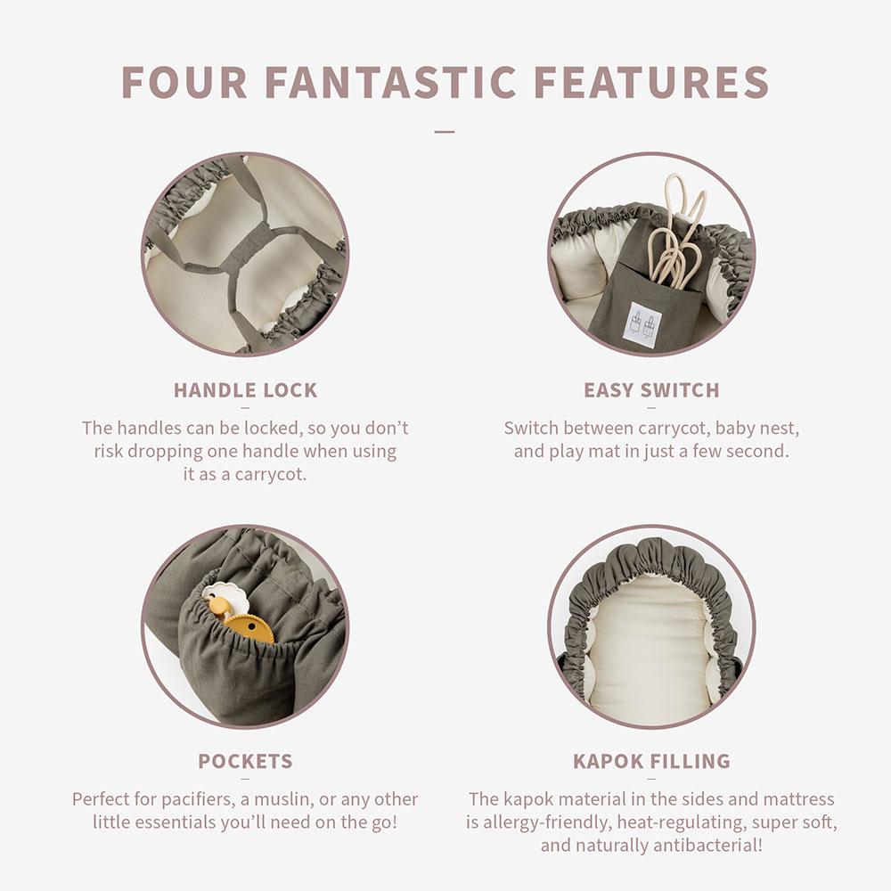Sebra 3-in-1 Baby Nest dark olive