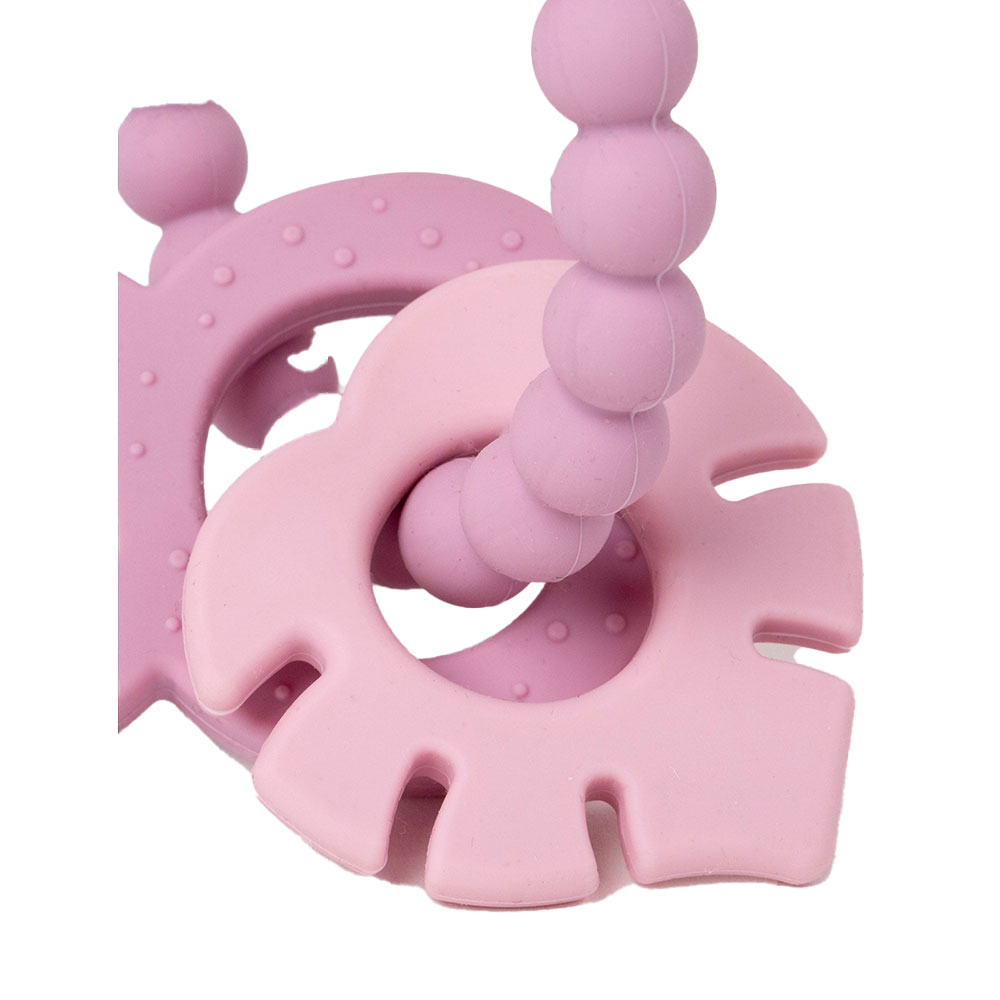 Teddykompaniet Bitring i silikon&trä dimrosa