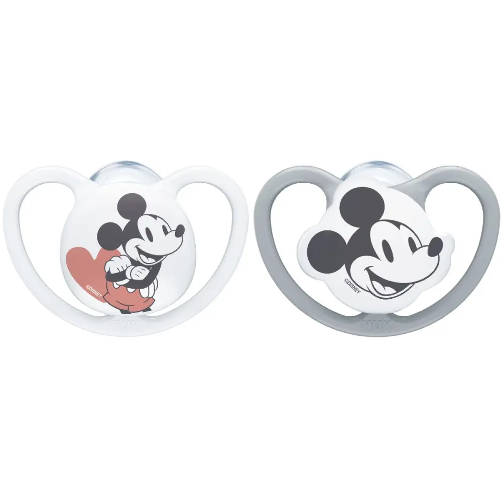 NUK Space Siliconnapp Mickey Grey/White 0-6 mån