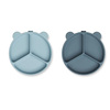 Liewood Stacy delad tallrik med sugkopp 2-pack Sea blue / Whale blue  9753