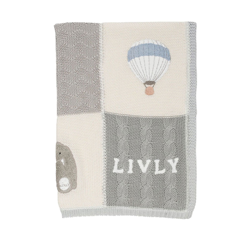 Livly Playroom Stickad Filt Blue