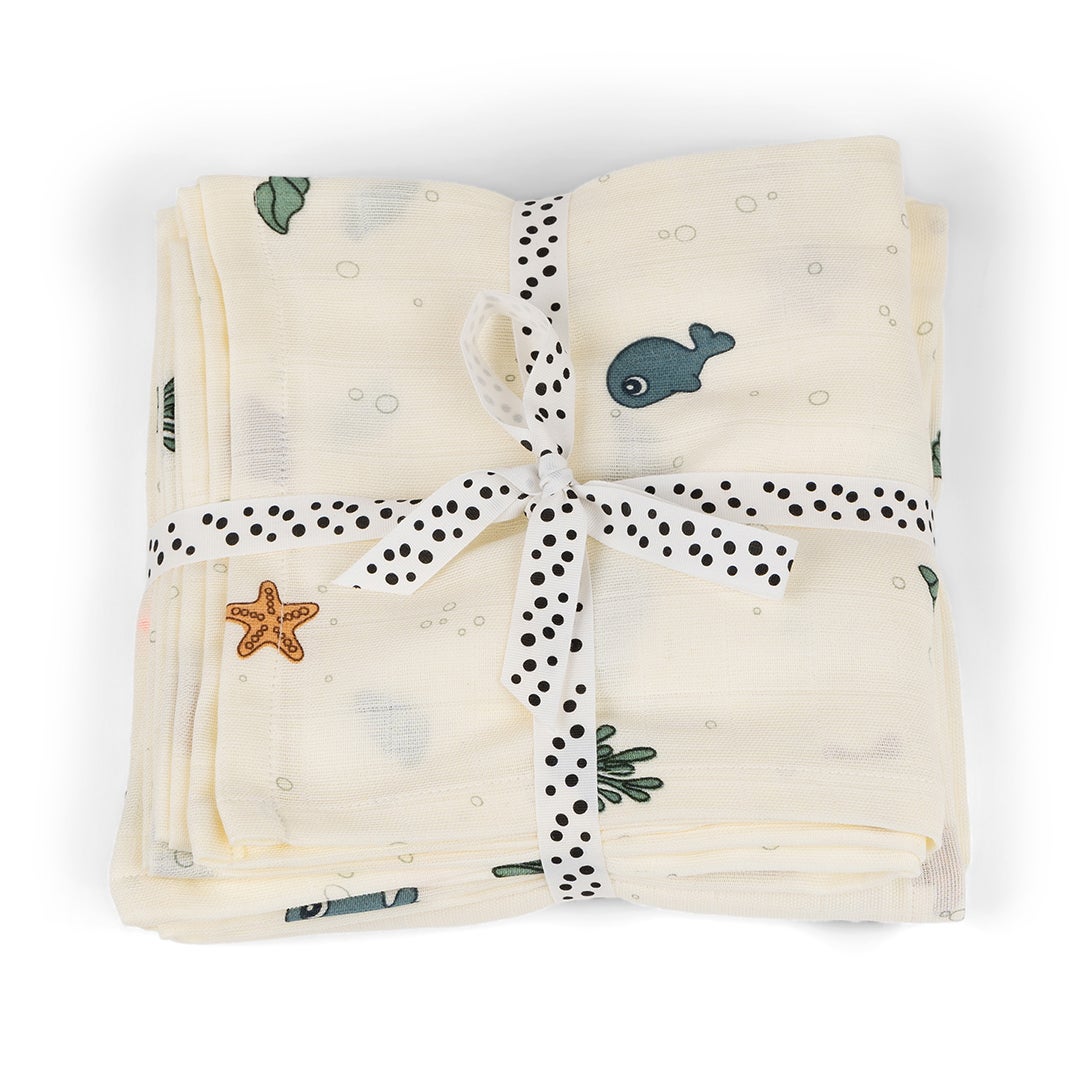 Done by Deer swaddle filtar 2-pack Sea friends Beige 