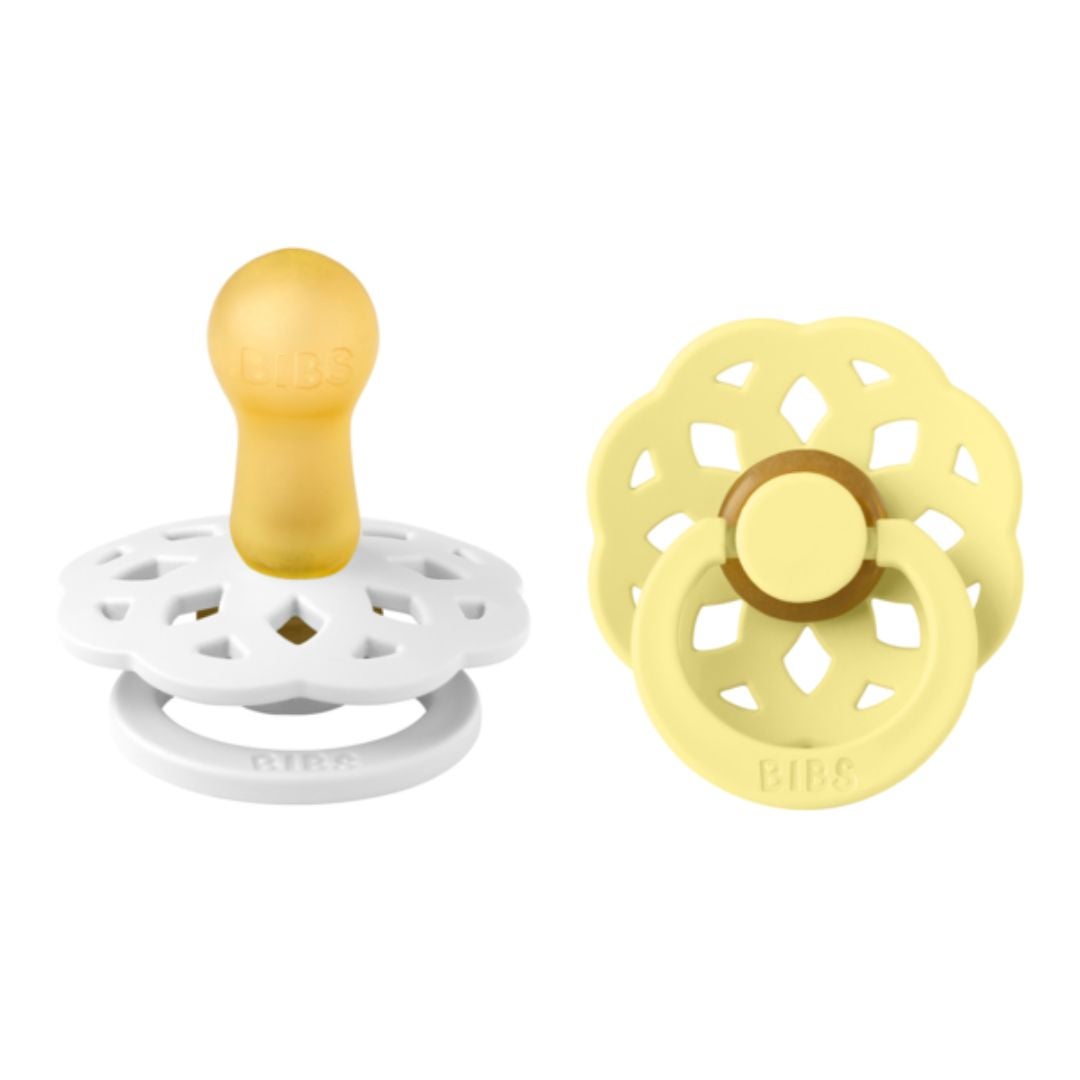 BIBS napp Boheme 2-pack 6-18m White/ Sunshine