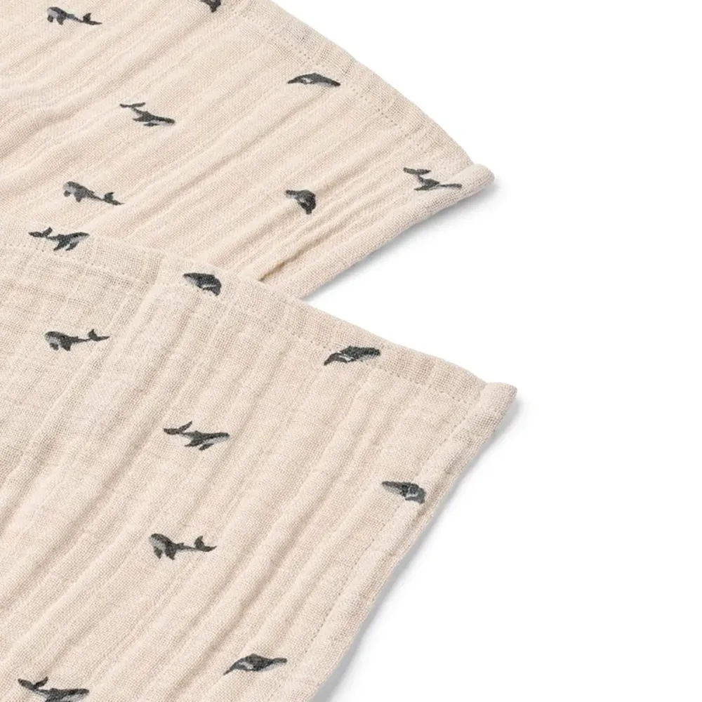 Liewood Lewis muslinfiltar 2-p Mini whale / Sandy