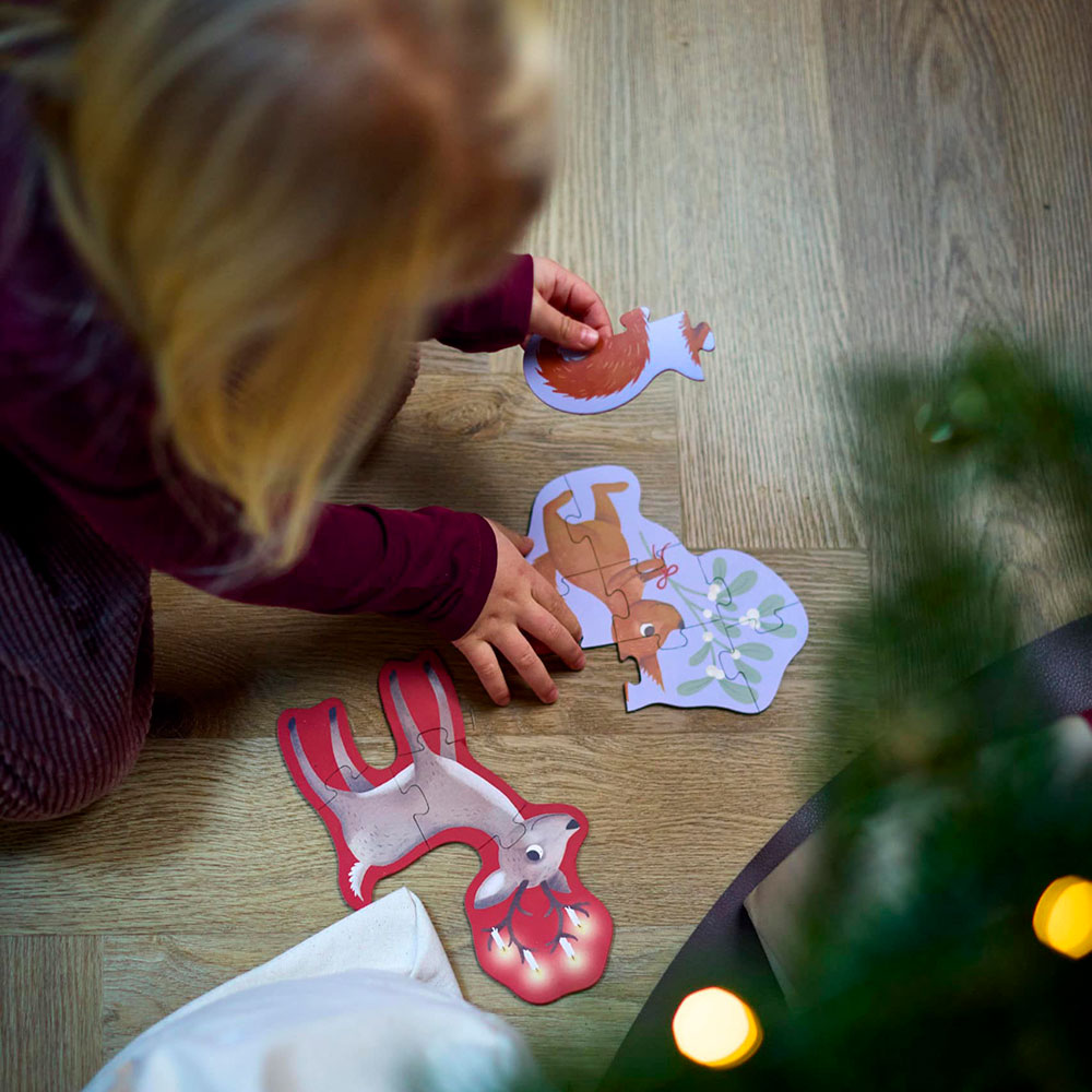 Filibabba set med 4 pussel Wonderful Winter Forest friends