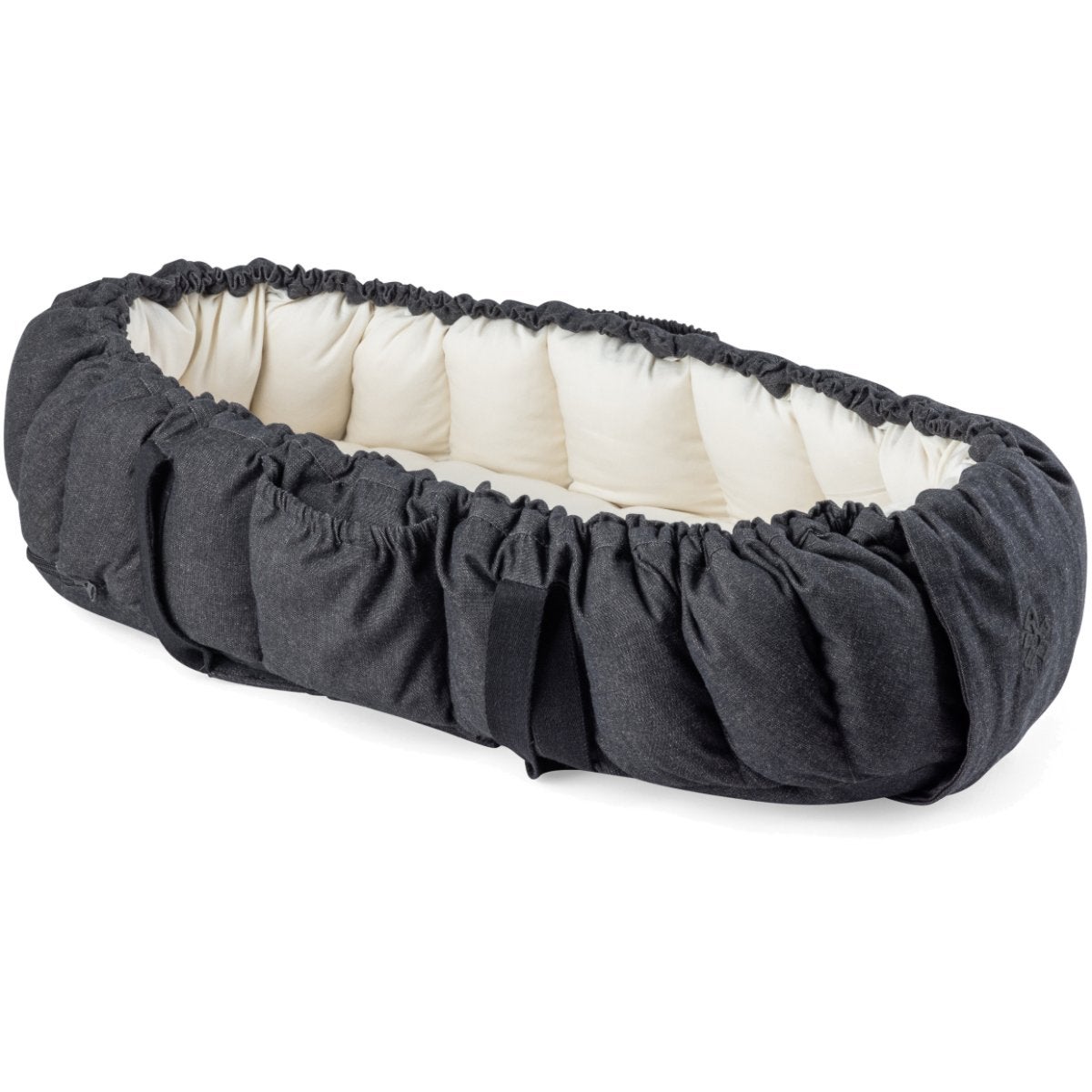 Sebra Babynest 3-i-1 med huv dark grey melange