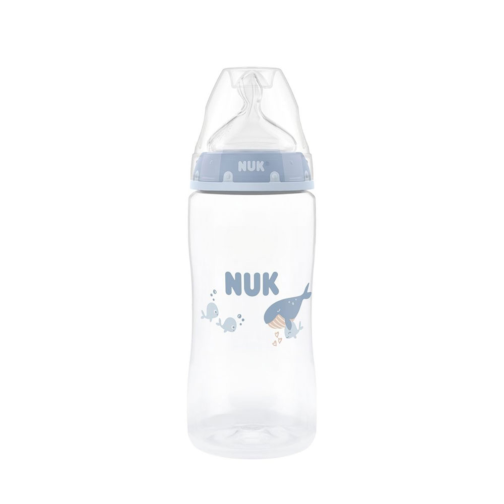NUK first choice bottle 300 ml, whale 3 mån+