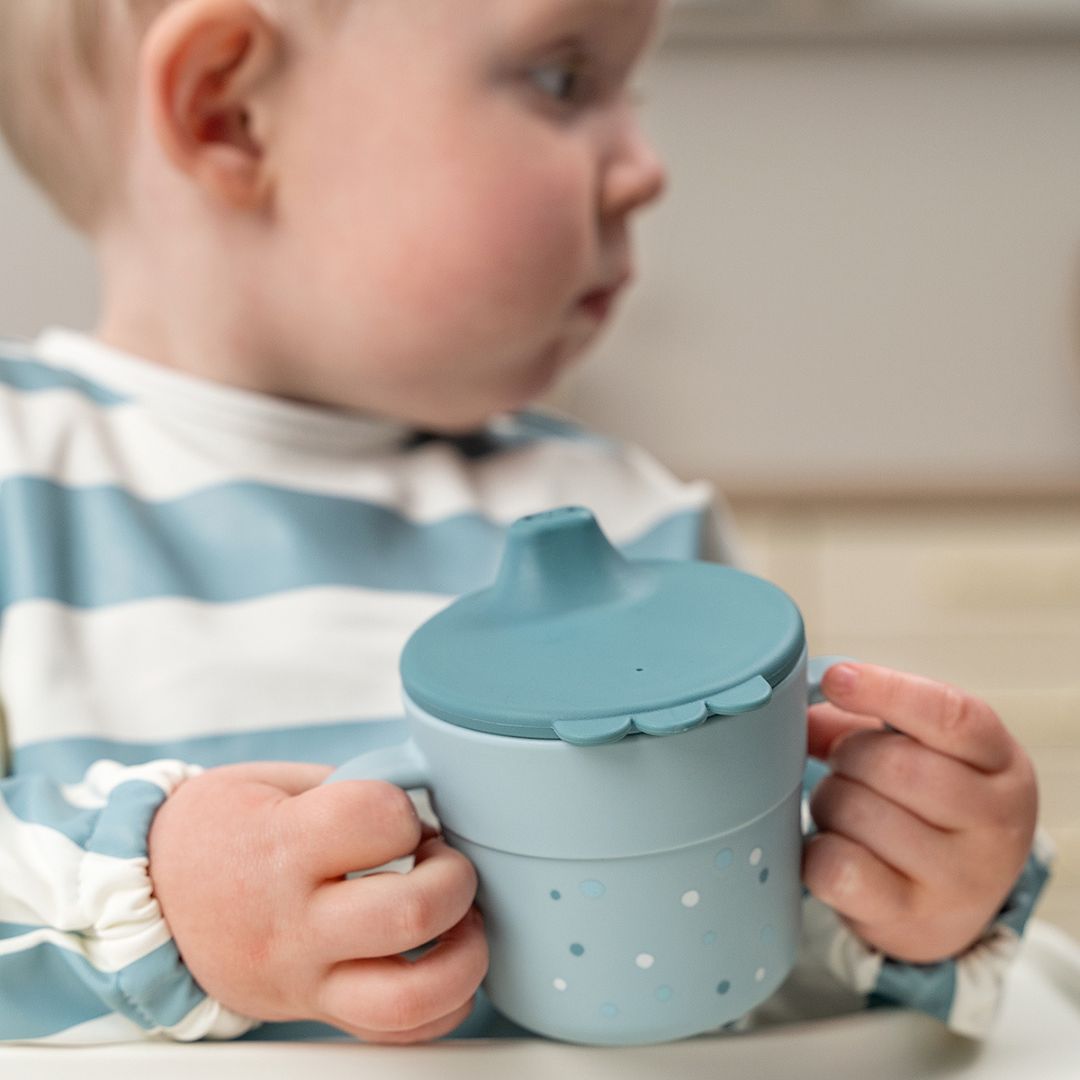 Done by Deer Foodie spout cup Happy dots Blue