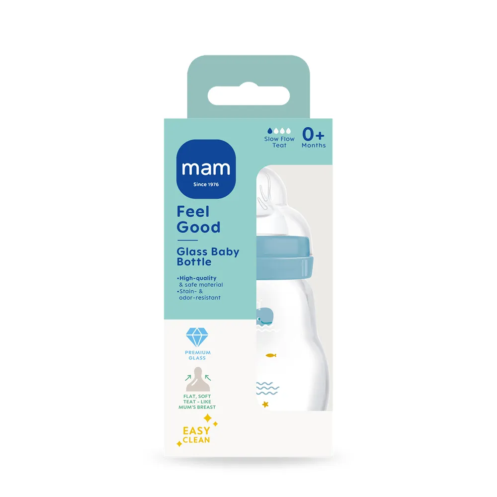 MAM Feel Good Glasflaska 170 ml Blandade färger 1p