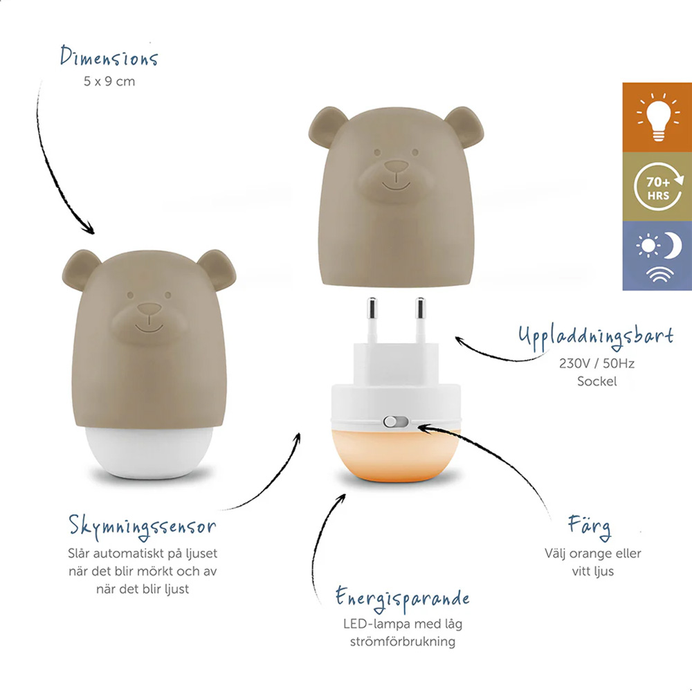 Zazu Benny the Bear Nattlampa- Sage