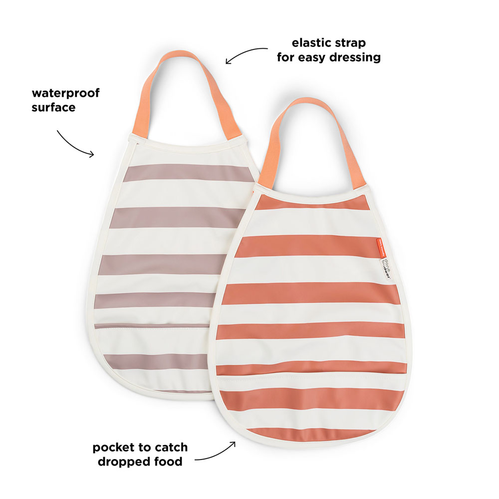 Done by Deer Pull-over haklapp 2-pack Stripes Papaya/Powder