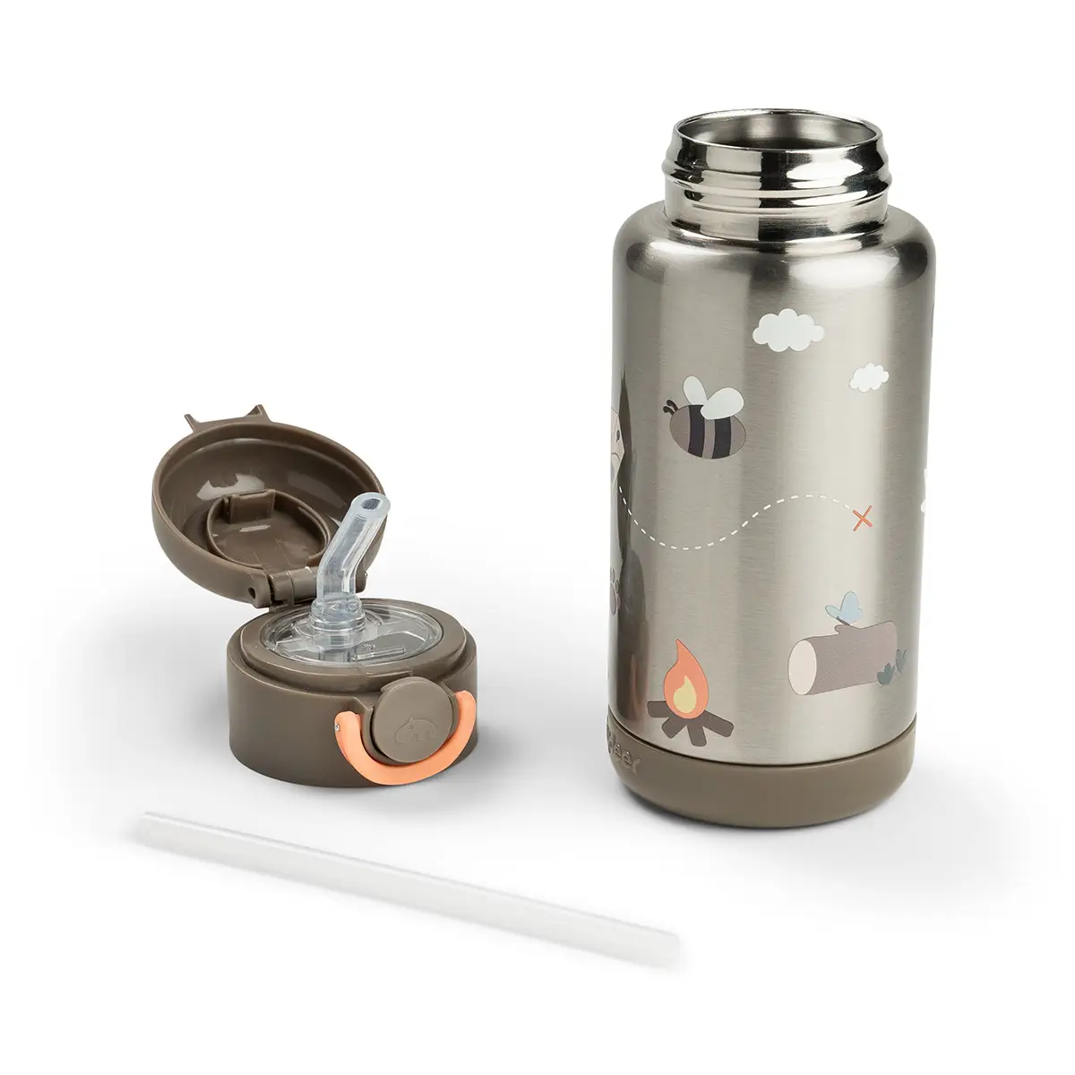 Done by Deer termosflaska med sugrör tiny trails sand 340 ml