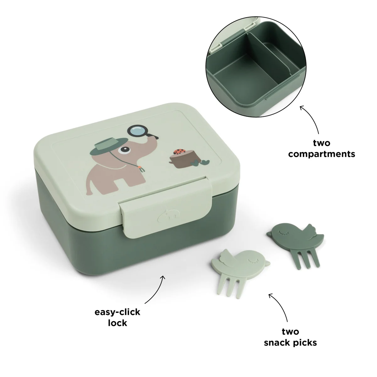 Done by Deer tiny lunch box med snackspinnar tiny trails green