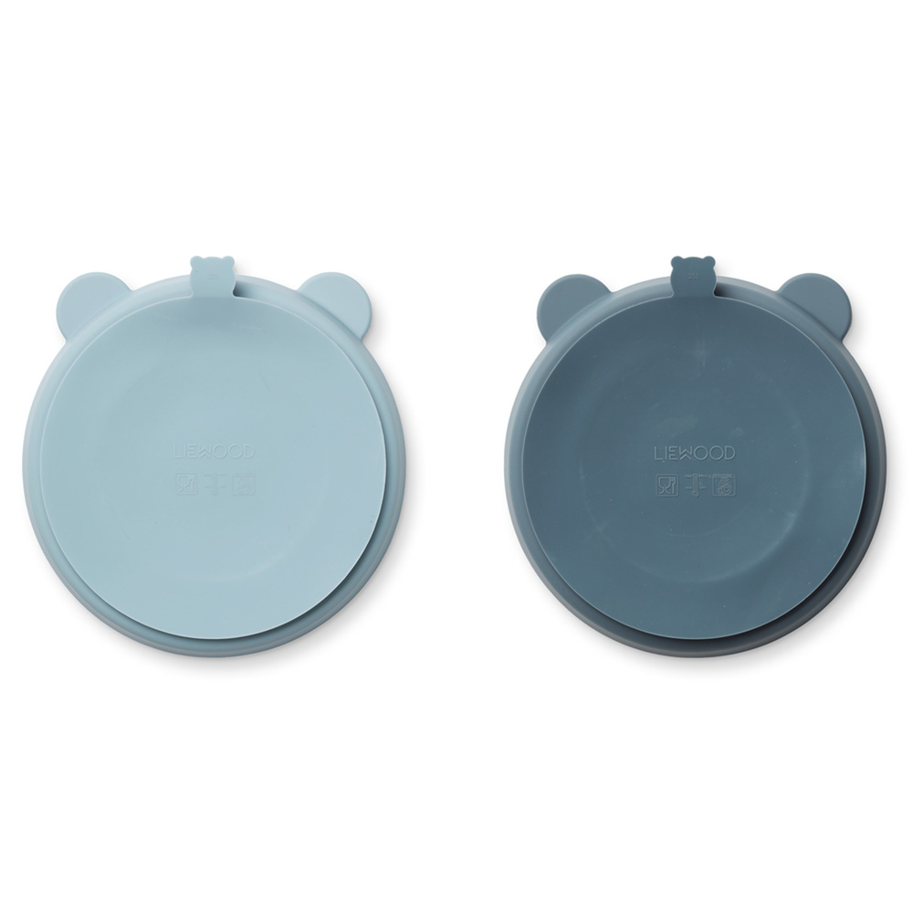 Liewood Stacy delad tallrik med sugkopp 2-pack Sea blue / Whale blue  9753