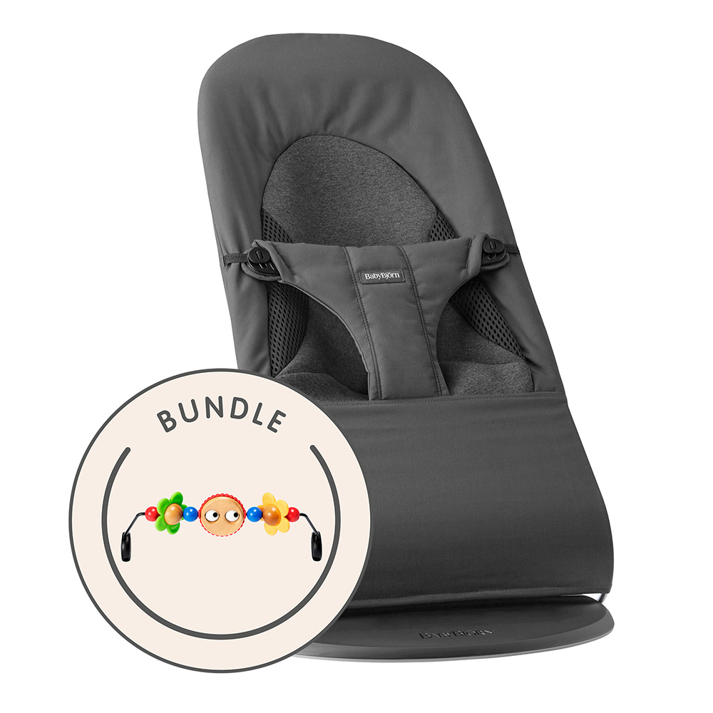 Babybjörn babysitter Woven/Jersey Tri Fabric, Dark Grey med lekbåge