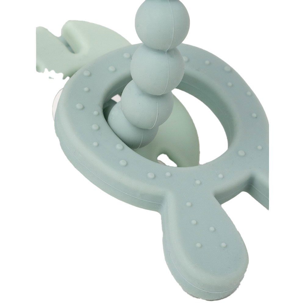 Teddykompaniet Bitring i silikon&trä lindblomsgrön