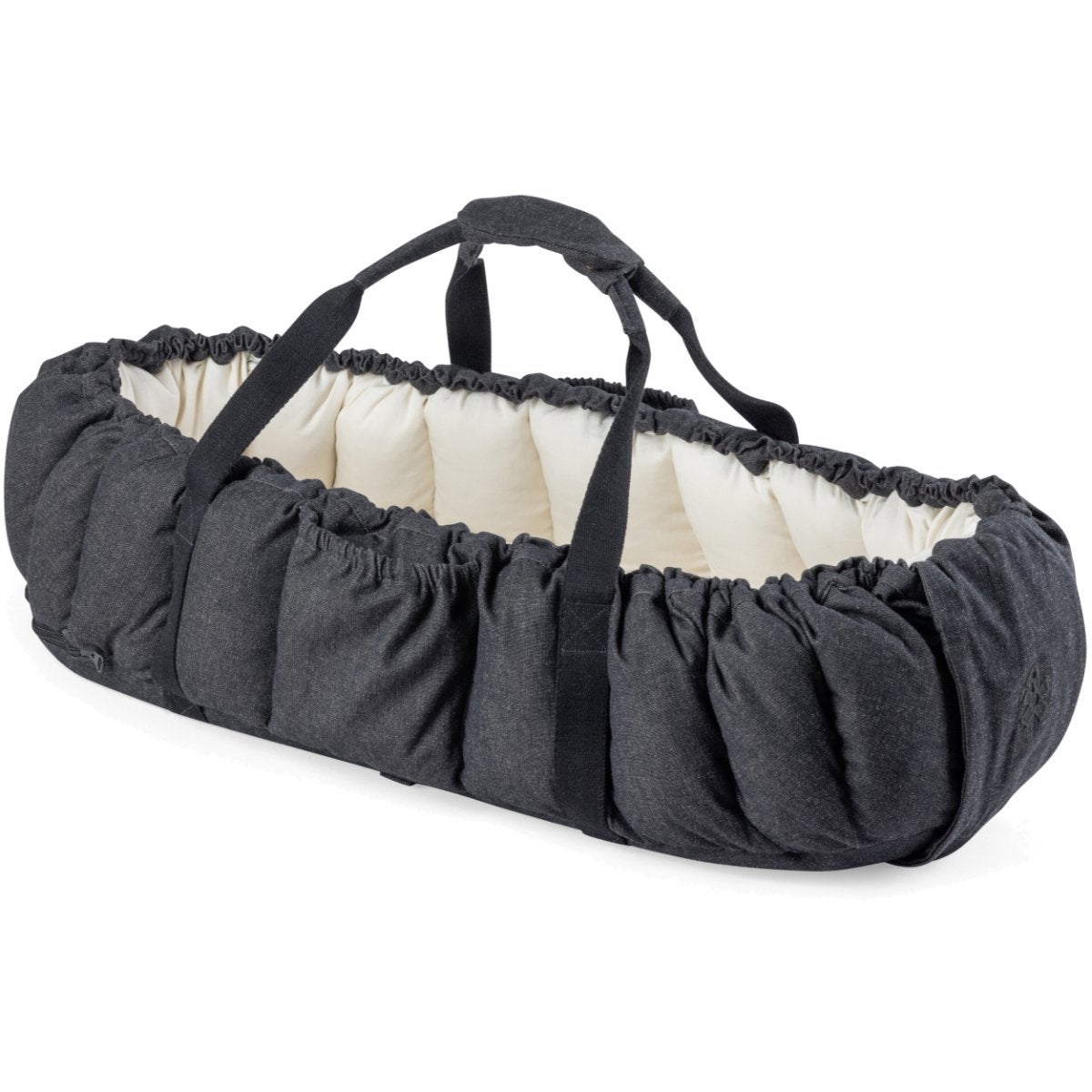 Sebra Babynest 3-i-1 med huv dark grey melange