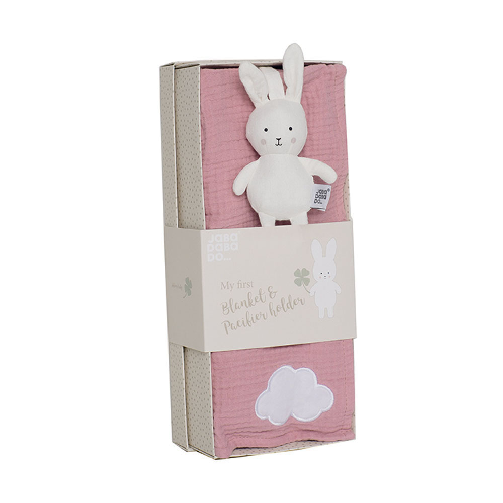 JaBaDaBaDo Presentkit babyfilt rosa & bunny nappkompis