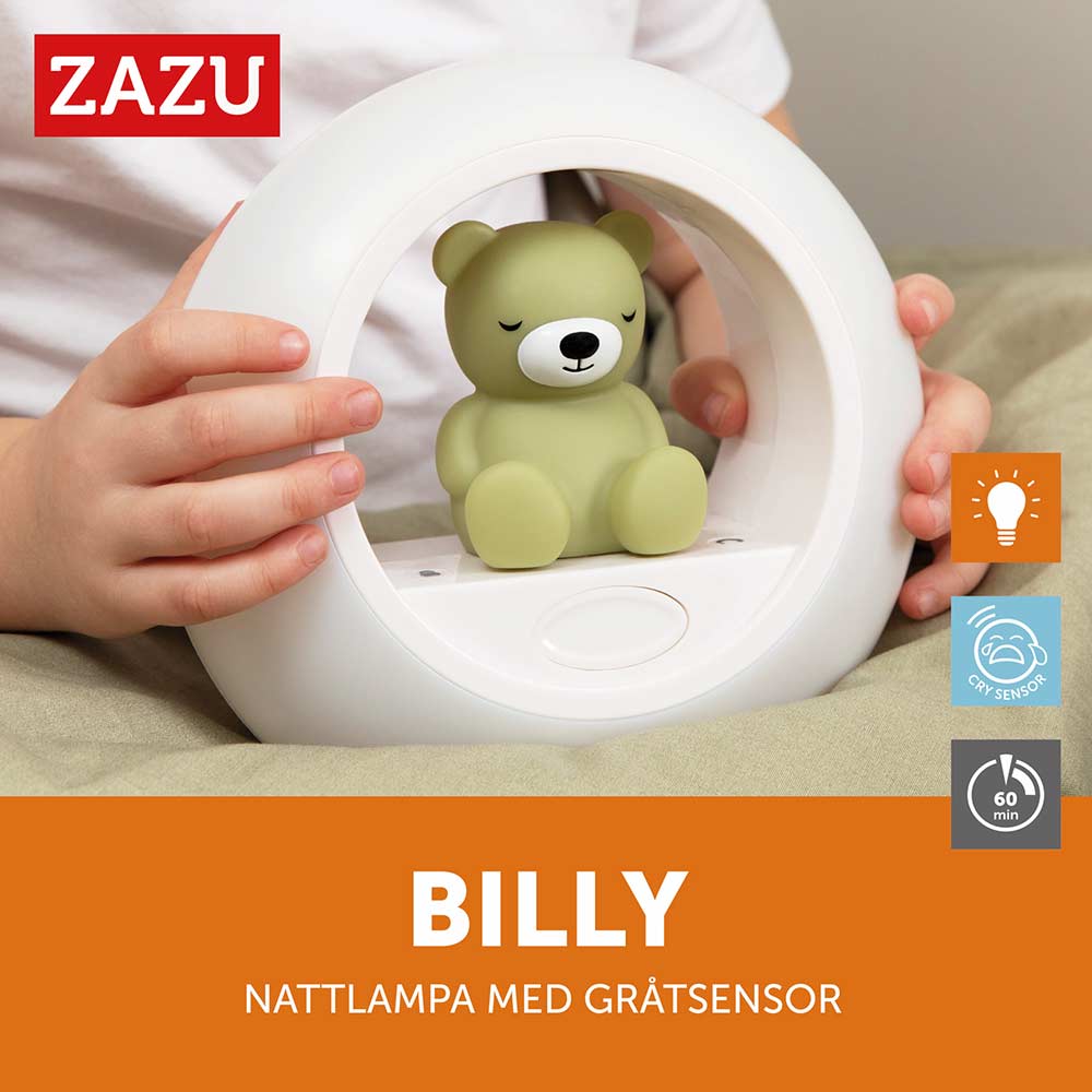 Zazu nattlampa Billy the bear Grön
