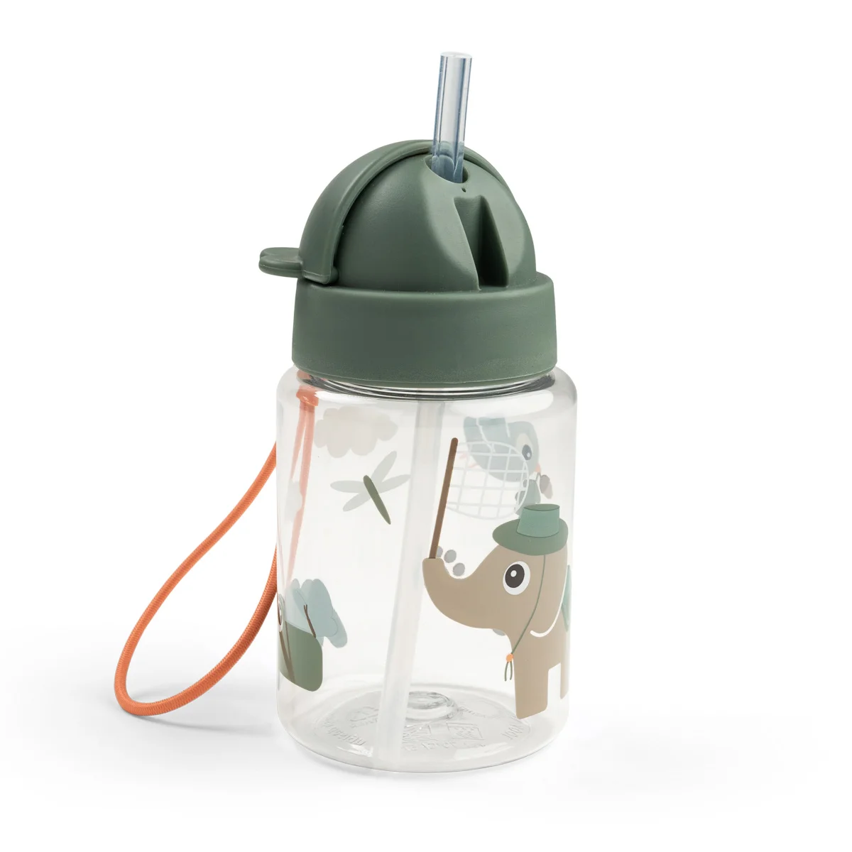 Done by Deer vattenflaska med sugrör tiny trails green 280 ml