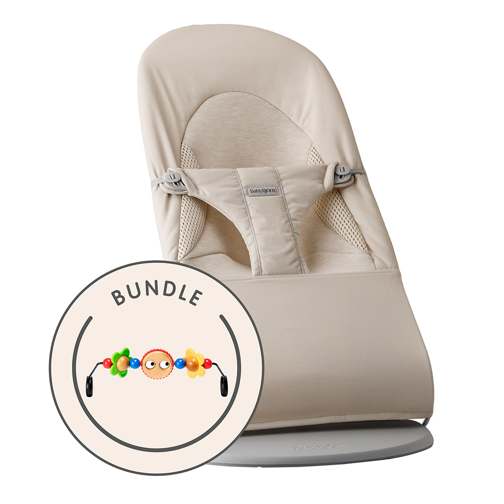 Babybjörn babysitter Woven/Jersey Tri Fabric, Light Beige med lekbåge