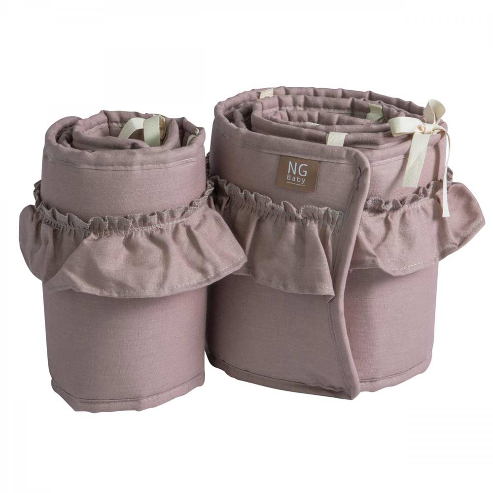 NG Baby Spjälskydd bedside Volang Dusty Pink