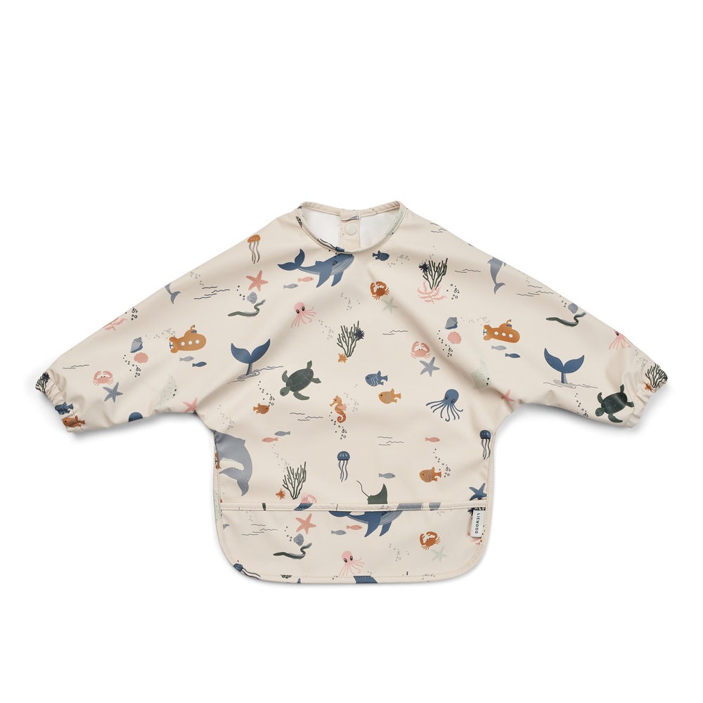 Liewood Merle Printed haklapp med ärm Sea creature / Sandy