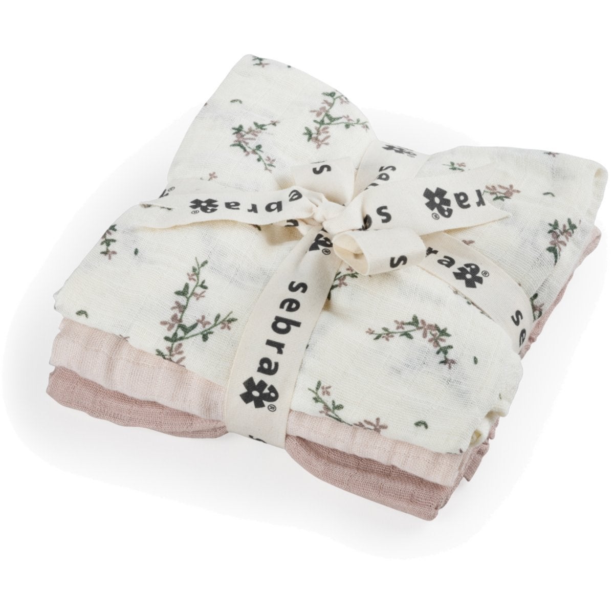 Sebra muslinfiltar 3-pack powder blossom rose
