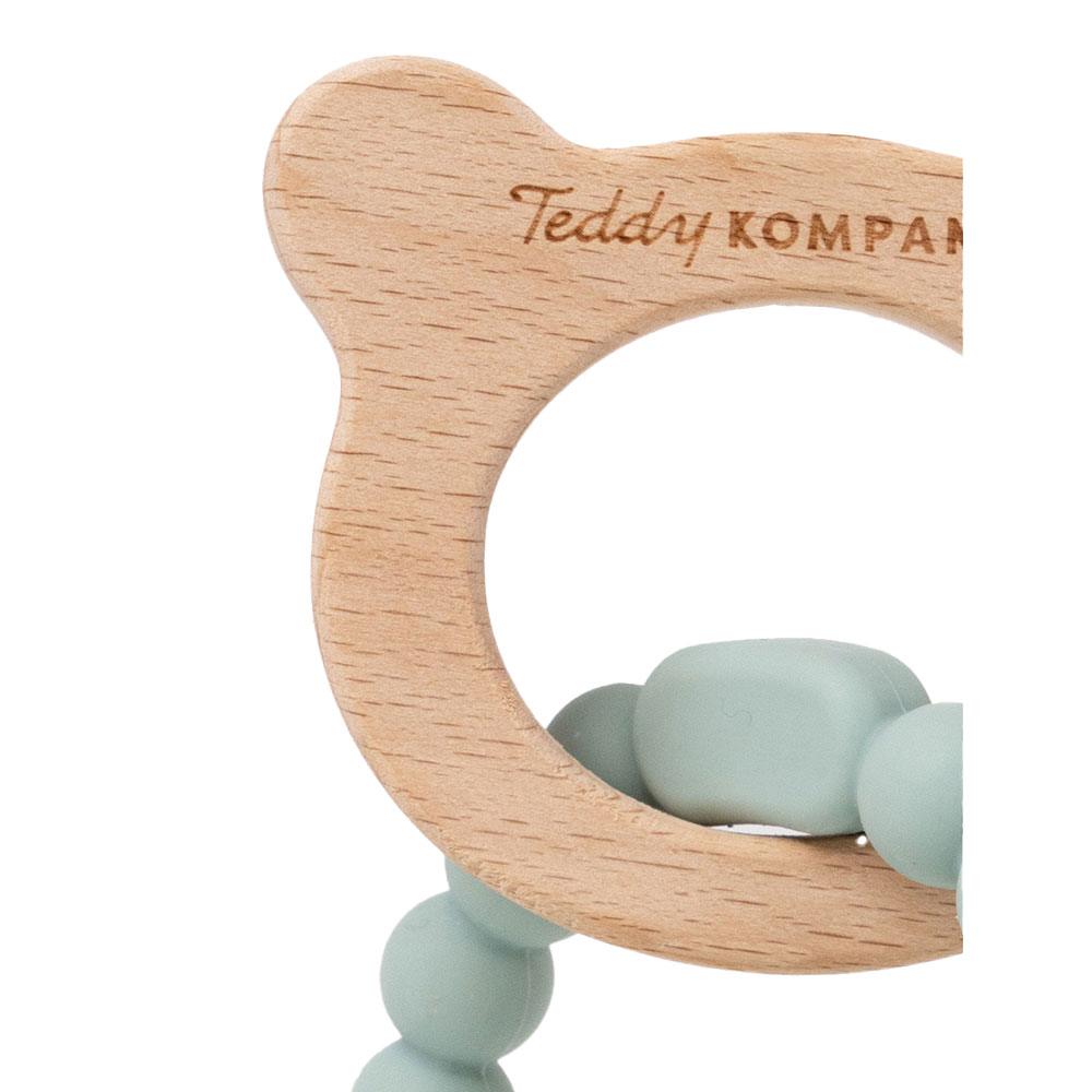 Teddykompaniet Bitring i silikon&trä lindblomsgrön