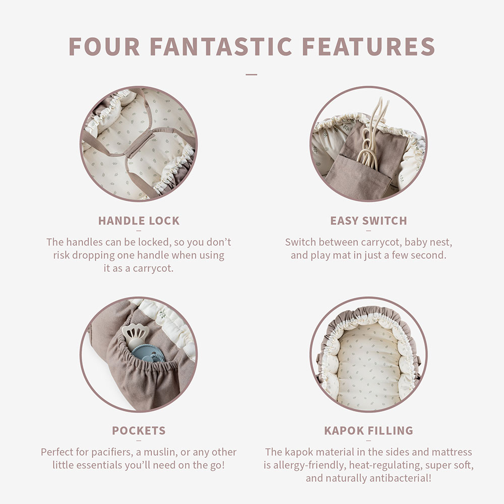 Sebra 3-in-1 Baby Nest Sophora Leaves