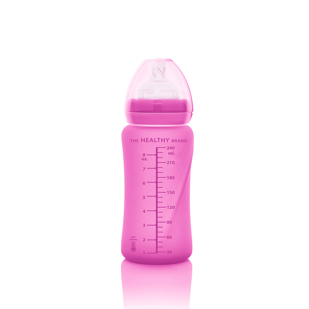 Everyday Baby nappflaska värmeavkännande Healthy + 240 ml - Cerise rosa