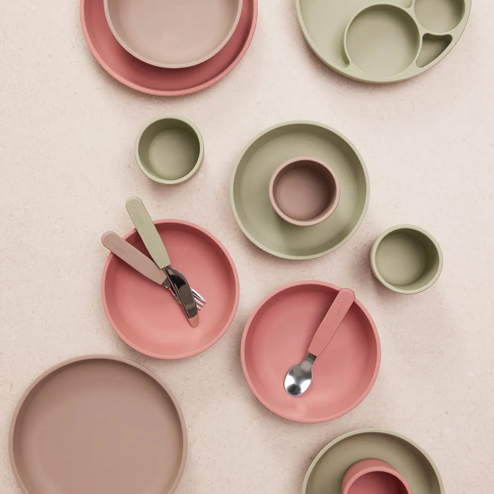 Filibabba matservis i silikon grön