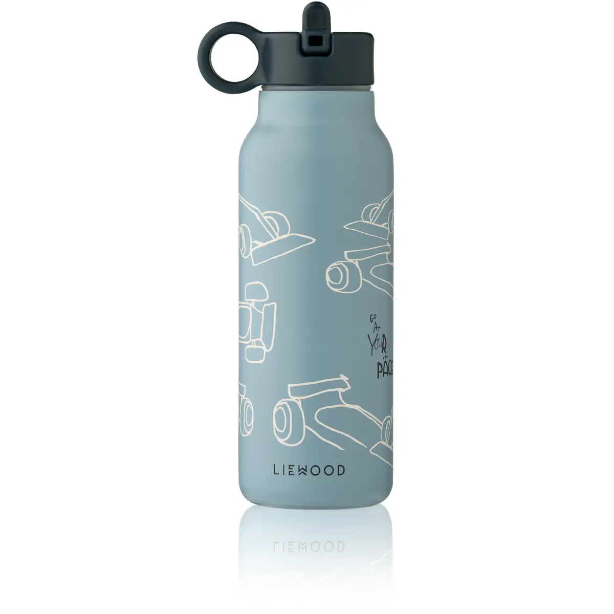 Liewood falk vattenflaska 350 ml race cars / beach blue 