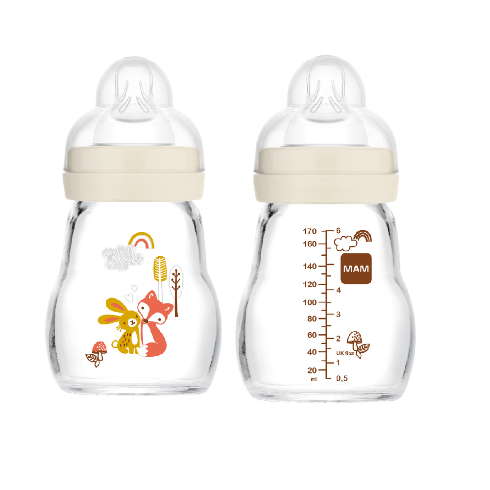 MAM Feel Good Glasflaska 170 ml Blandade färger 1p