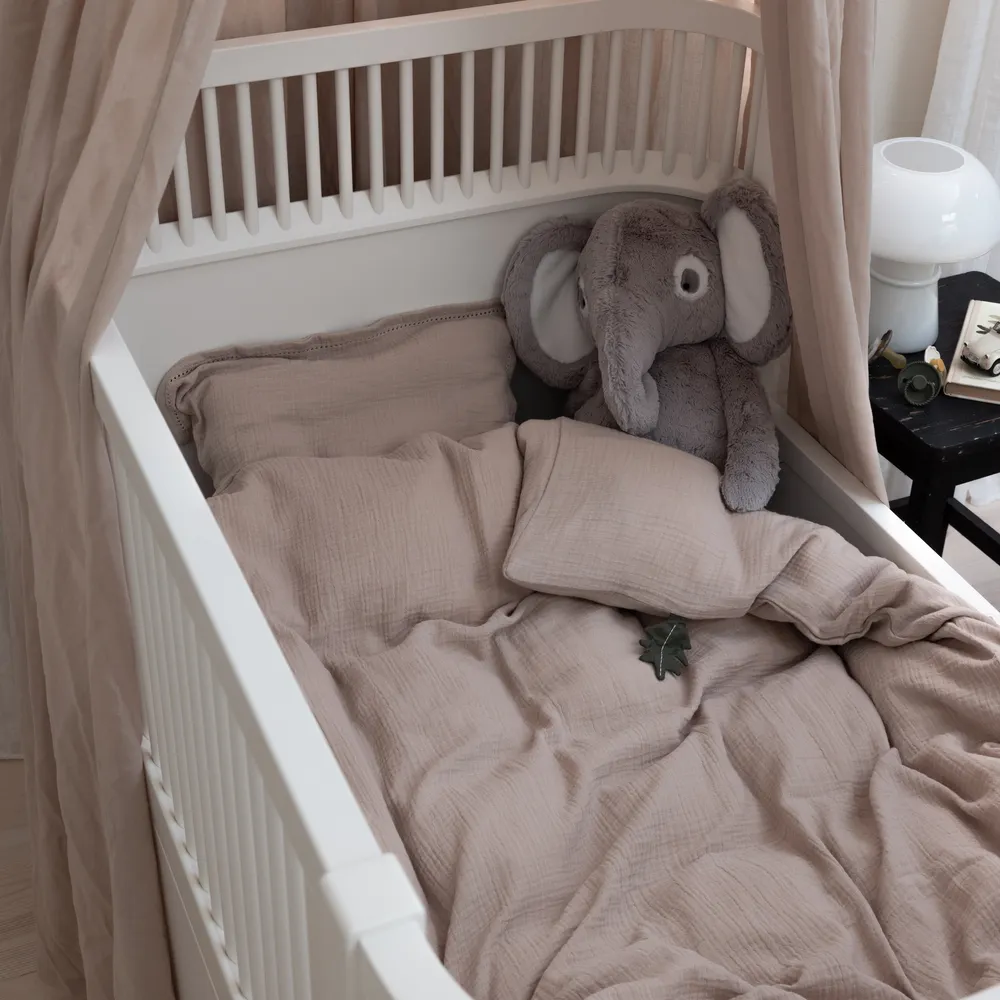Sebra Påslakanset junior muslin seabreeze beige