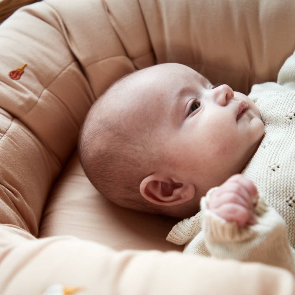 Filibabba Baby Nest 2. Generation - broderad cool sommardesign - Frappé