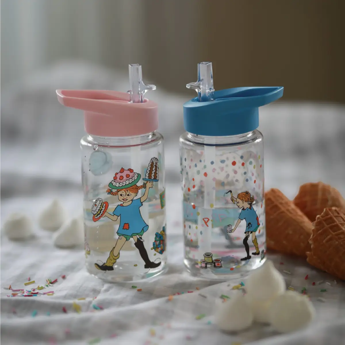 Rätt start Pippi Födelsedag, Vattenflaska i plast, blå