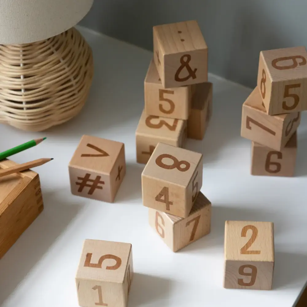 Sebra sifferklossar i trä, 12-pack