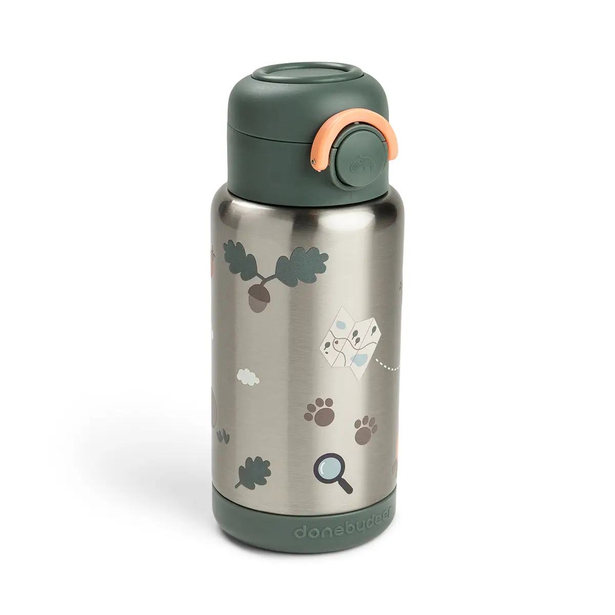 Done by Deer termosflaska med sugrör tiny trails green 340 ml