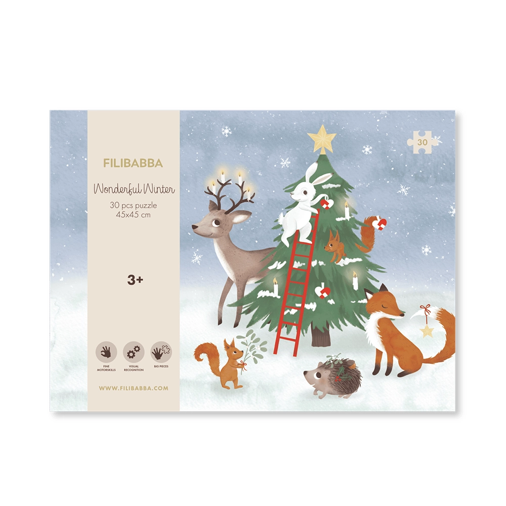 Filibabba 30-bitars pussel (45x45 cm) Wonderful Winter Forest friends