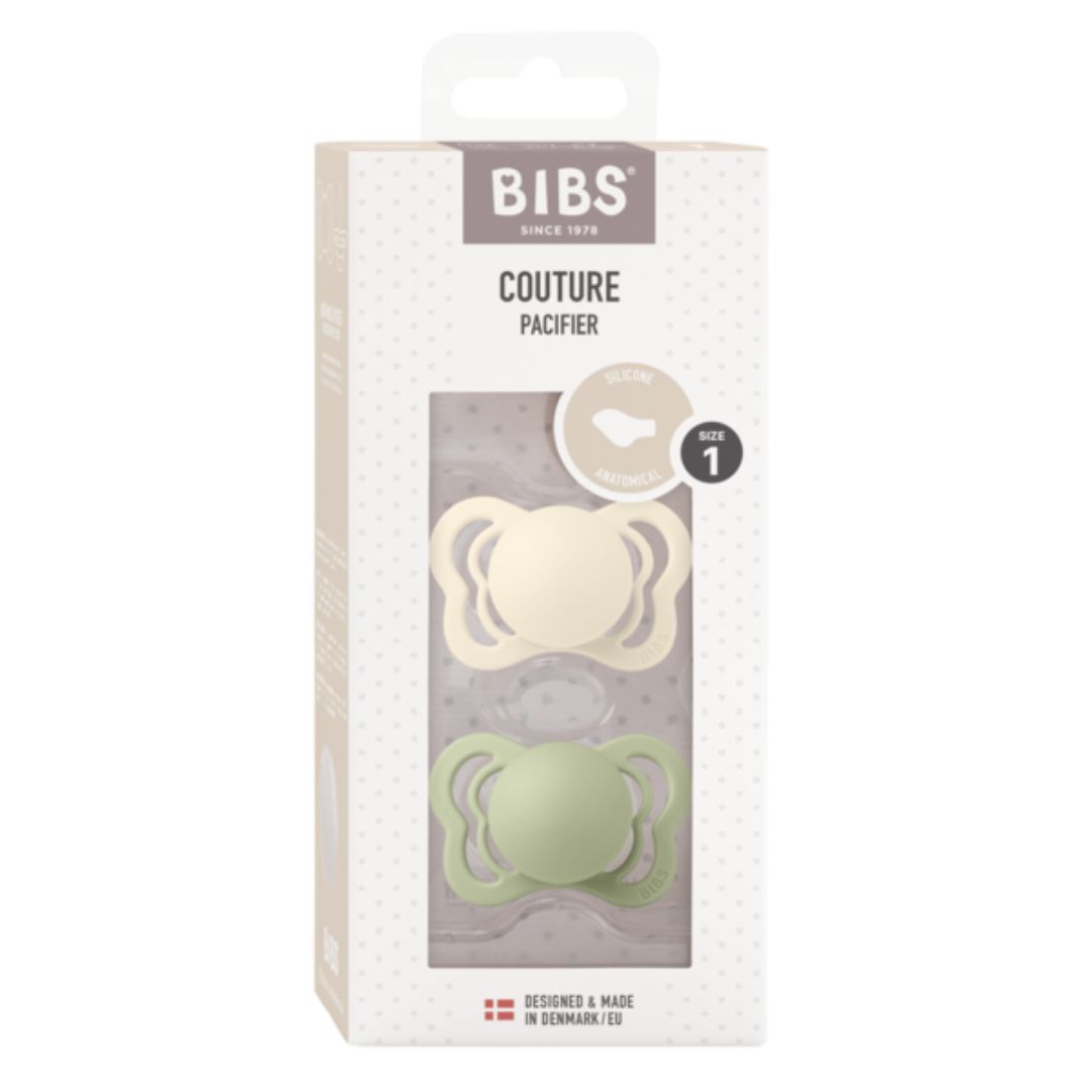 BIBS napp Couture 2-pack silikon 0-6m Ivory/Sage