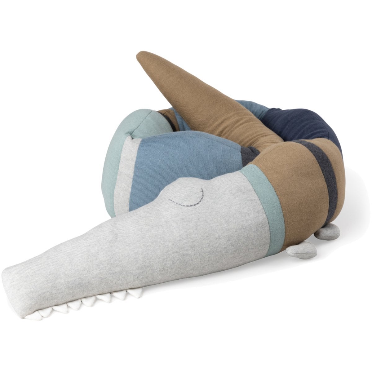 Sebra stickad kudde Sleepy Croc, dusty blue mix
