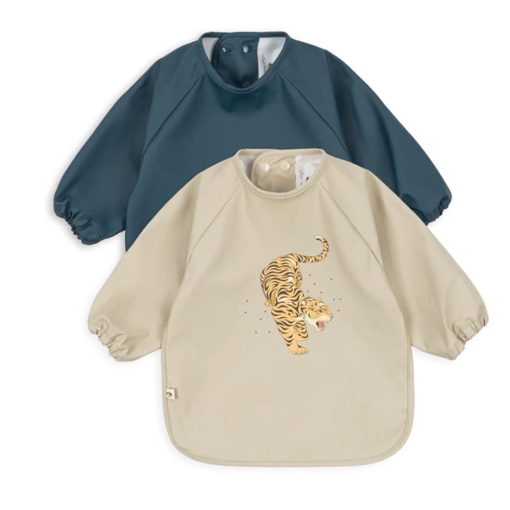 Konges slöjd 2 pack Haklapp med ärm tiger ruggito 6m-1y